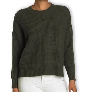 Sweet Romeo Nordstrom Seed Stitch Loden Olive Green Crewneck Cotton Sweater xs